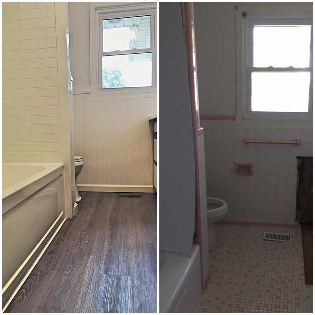 Comparison of before & after bathroom renovations