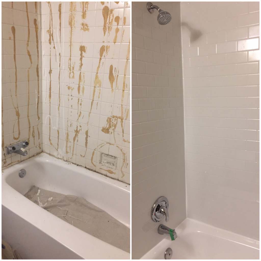 Comparison image of new shower renovations